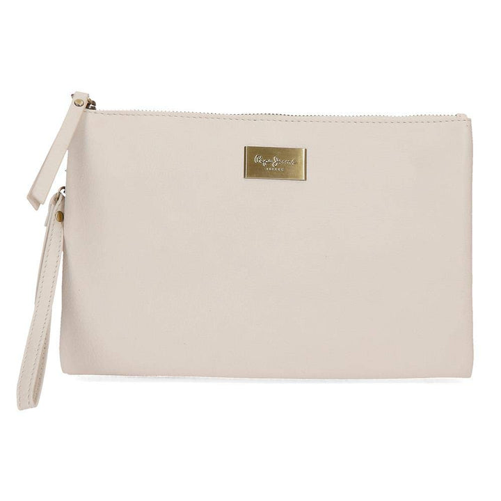 Pepe Jeans Lica Brieftasche Handtasche Beige 22x17x2 cms Leder, Handtasche Beige