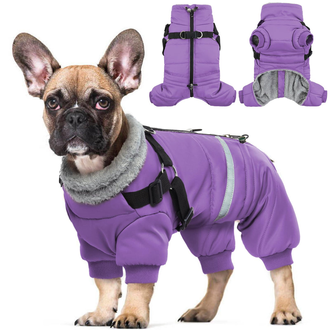 Wasserdichter Hundemantel, Hundejacke mit Geschirr, Wintermantel Hund für kleine Mittel Grosse Hunde