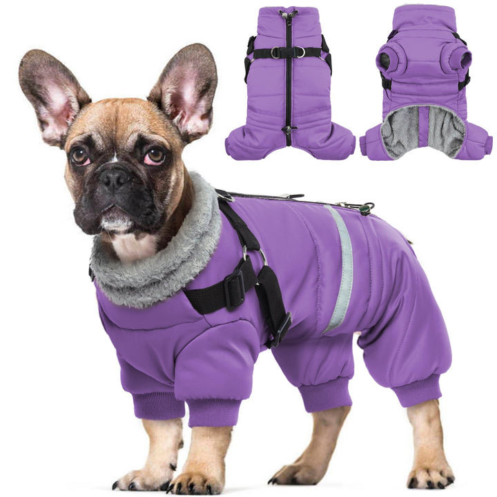 Wasserdichter Hundemantel, Hundejacke mit Geschirr, Wintermantel Hund für kleine Mittel Grosse Hunde