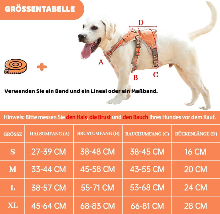 BELPRO Mehrzweck-Hundegeschirr, ausbruchsicher, kein Ziehen, reflektierend, verstellbare Weste mit s