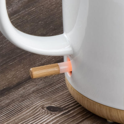 Elektrischer Wasserkocher aus Keramik mit Holz-Deckel, 1 Liter Volumen, weiss - Modernes Design. 120