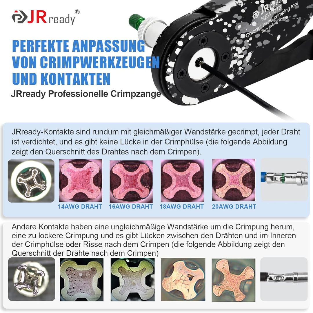 JRready ST6118 Deutsch Kontakt Kit 16# Deutsch Solid Pin Male Female Wire Gauge 14-20AWG Deutsch Ter