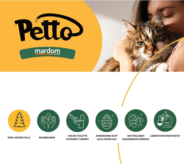 Katzenstreu 5 kg - Holzstreu für Geruchs und Feuchtigkeitskontrolle - Öko 100% Kieferholz - Komposti