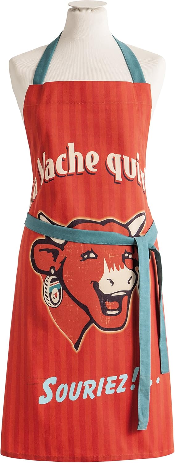 Coucke Schürze Vache Qui Rit Retro Baumwolle rot 76 x 85 cm