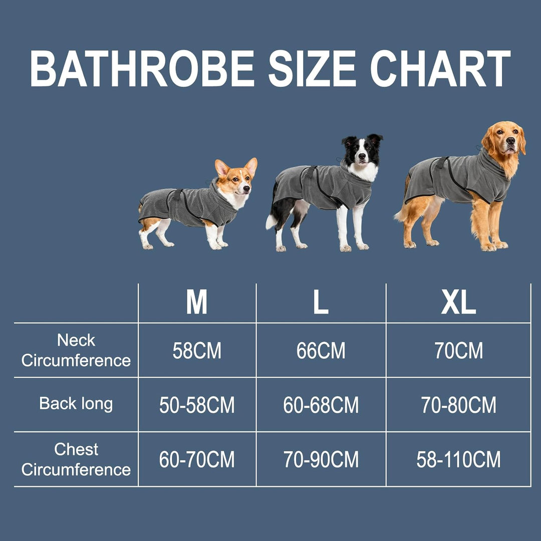 FARYODI Hundebademantel L für Rückenlänge 65cm Hunde, Mikrofaser Hunde Bademantel Badetuch, Saugfähi
