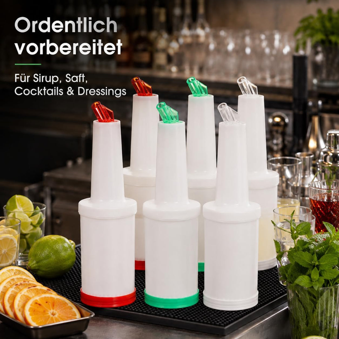 Besonzon, Saftflaschen, mit Ausgiesser und Deckel , bunt, 6 Stück, einfach mischen, giessen und lage