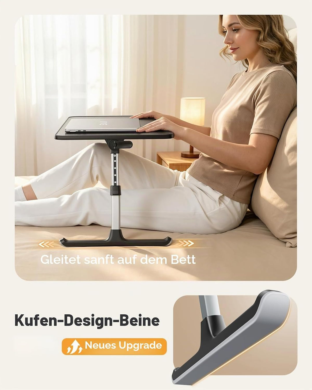Tisch, Betttisch, SAIJI Laptop Ständer,Frühstückstablett, 5 Höhen, 4 Winkel, Stabiler Klapptisch für