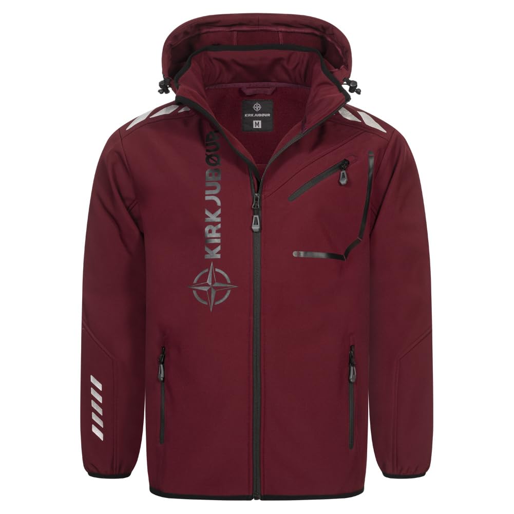 Kirkjubøur® Herren SOFTSHELLjacke 10.000 mm Wassersäule mit Kapuze und Fleecefutter, atmungsaktiv un