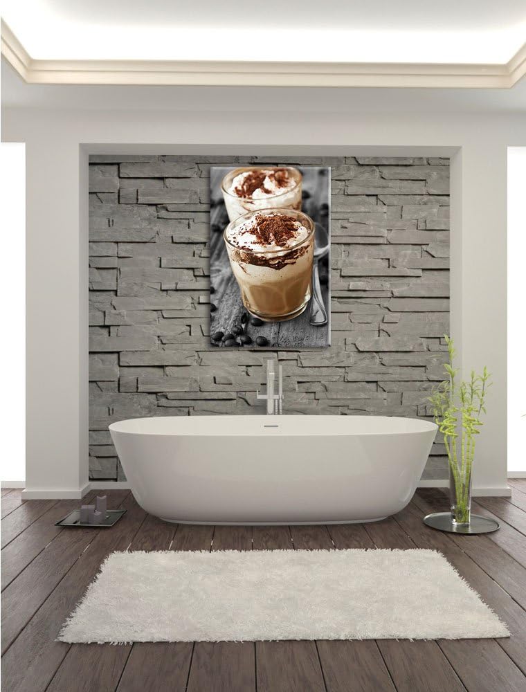 Cappuccino mit Sahne und Schokostreuseln schwarz/weiss Format: 100x70 auf Leinwand, XXL riesige Bild