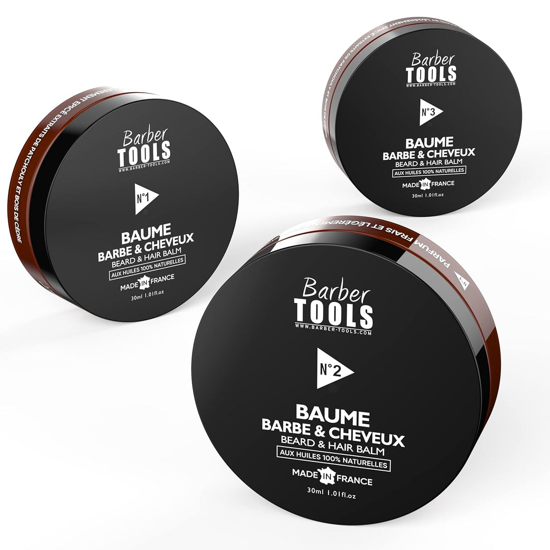 Set Bartbalsam | N°1/2/3 | 3X30ml mit 100% natürlichen Ölen - MADE IN FRANCE- Nährt, hydratisiert, s