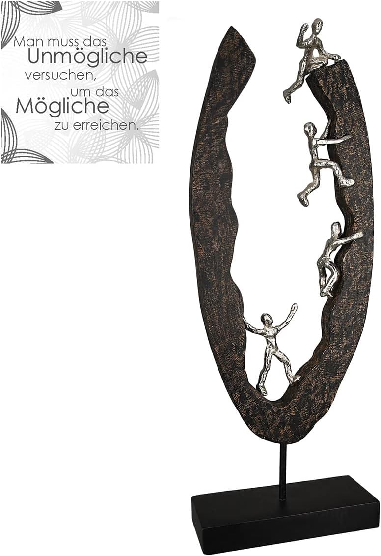 Casablanca Skulptur Dekofigur Succeed H 59 cm Alu Holz Figur Höhe 59 cm Schwarz, Silberfarben, Höhe