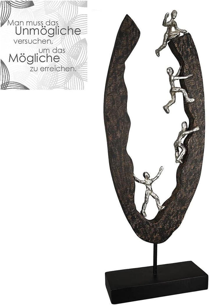 Casablanca Skulptur Dekofigur Succeed H 59 cm Alu Holz Figur Höhe 59 cm Schwarz, Silberfarben, Höhe