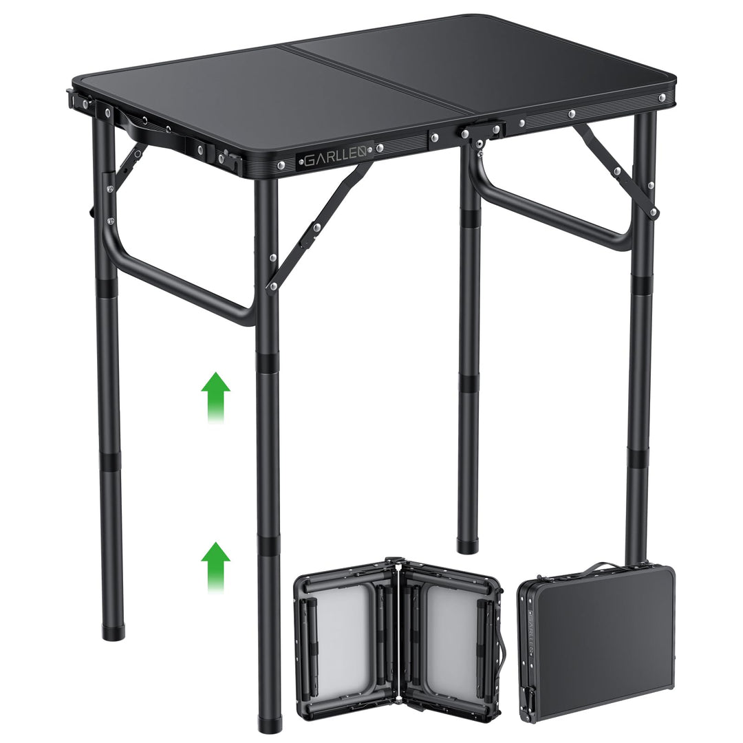 GARLLEN Campingtisch klappbar, 58x40cm & 3 einstellbare Höhen(26/48/70cm), Klapptisch Camping Tisch,