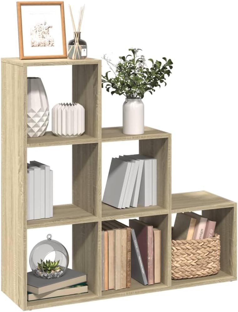 vidaXL Raumteiler Bücherregal 3 Etagen, Standregal Treppenregal für Wohnzimmer Schlafzimmer Büro, St