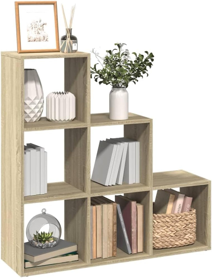 vidaXL Raumteiler Bücherregal 3 Etagen, Standregal Treppenregal für Wohnzimmer Schlafzimmer Büro, St