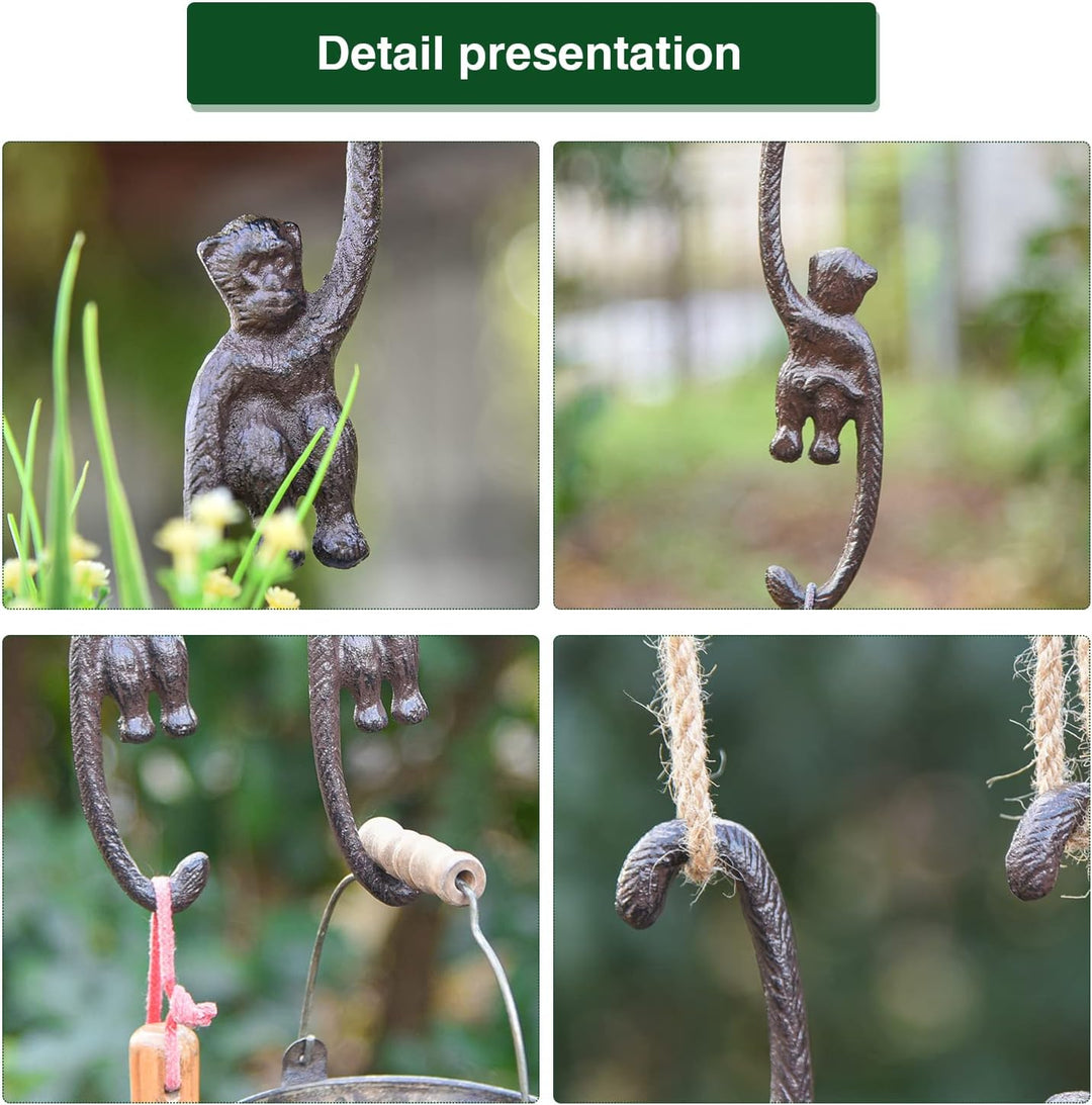 Sungmor Heavy Duty Gusseisen Funny Monkey S Hook | 2er Pack, 7,67 Zoll | Retro rustikale dekorative