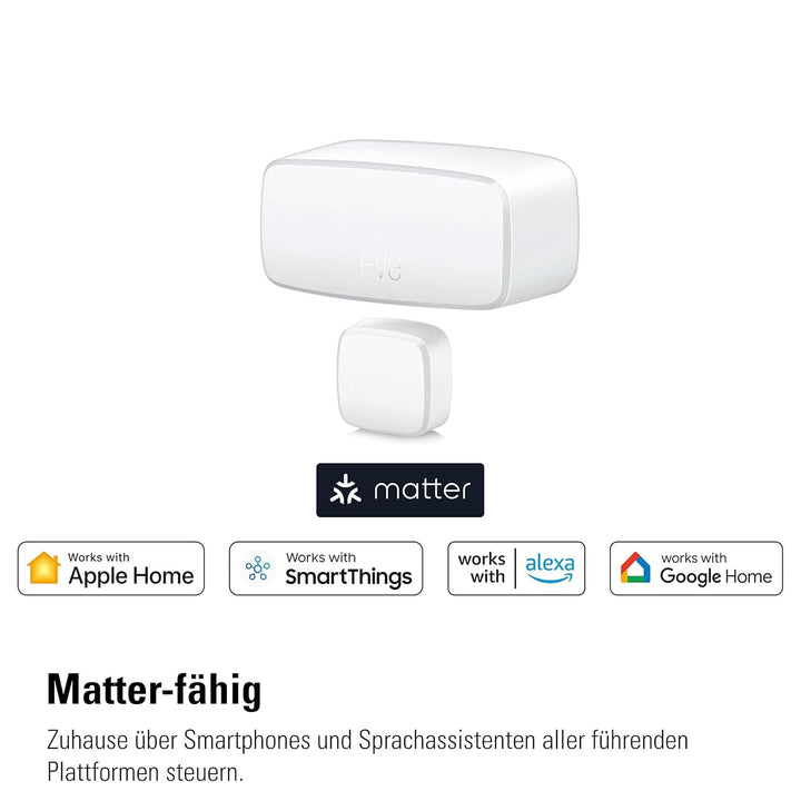 Eve Door &amp; Window (Matter) 3er Set – Smarter Kontaktsensor für Türen &amp; Fenster, Haussicherheit, Auto