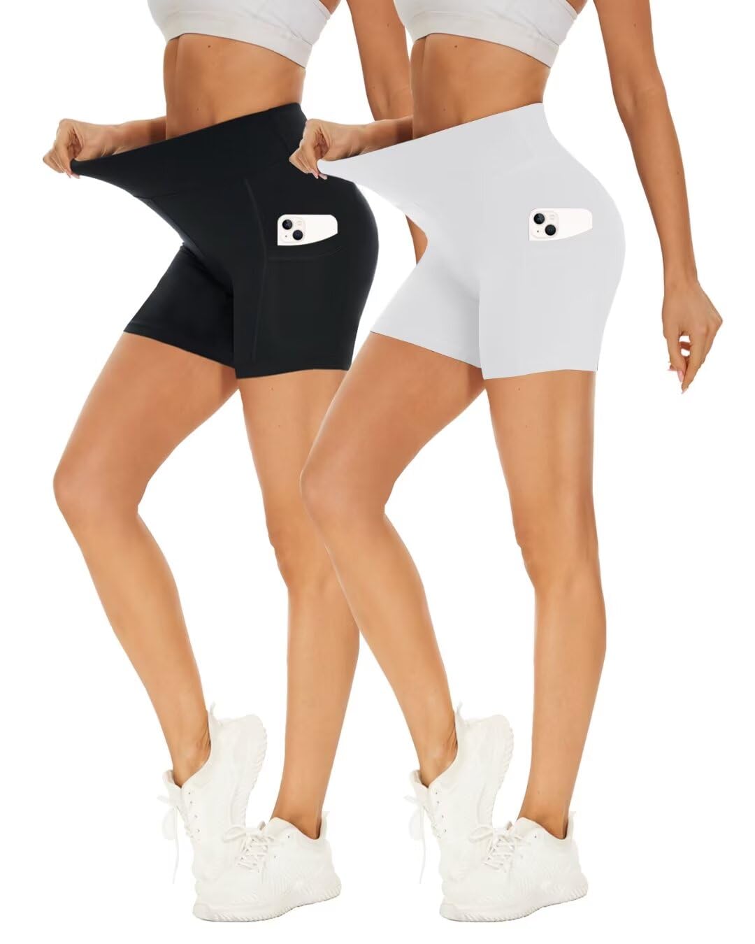 Missluck 2er Pack Radlerhose Damen Hohe Taille Kurze Sporthose Damen Blickdicht Shorts Sommer für Yo