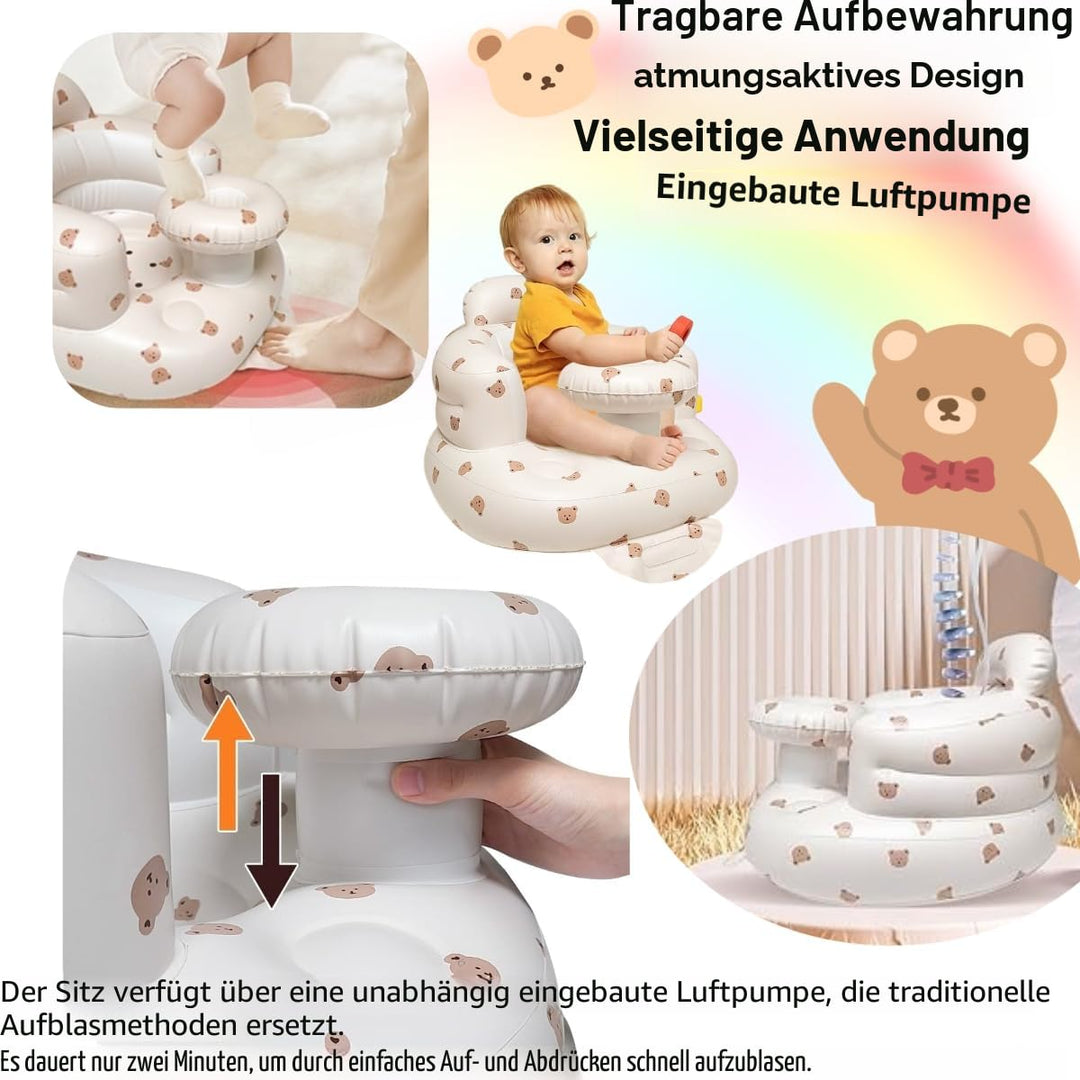 Baby Aufblasbarer Sitz für Babys 3-36 Monate Eingebaute Luftpumpe Säugling Rückenstütze Sofa Kleinki
