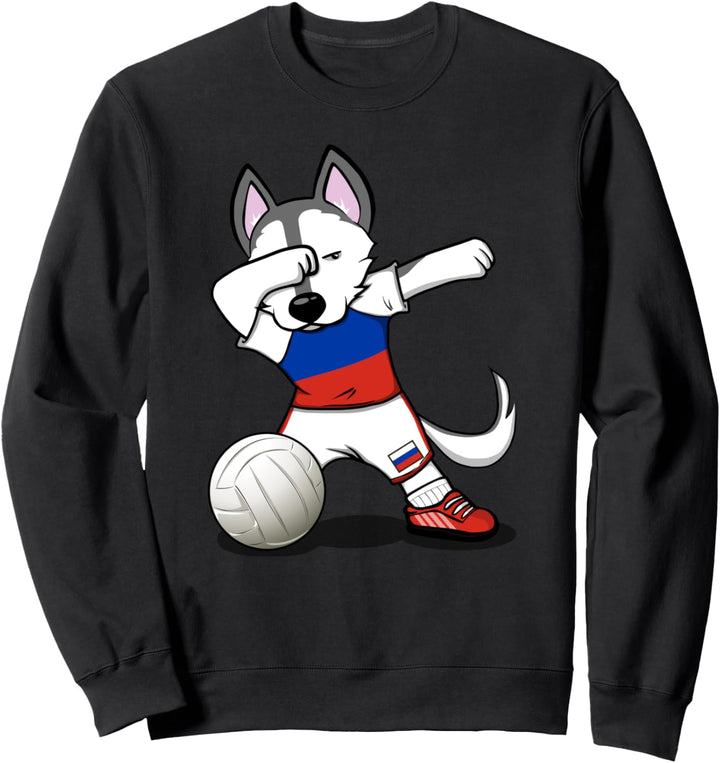 Dabbing Husky Russland Volleyball-Fans Trikot – russische Flagge Sweatshirt