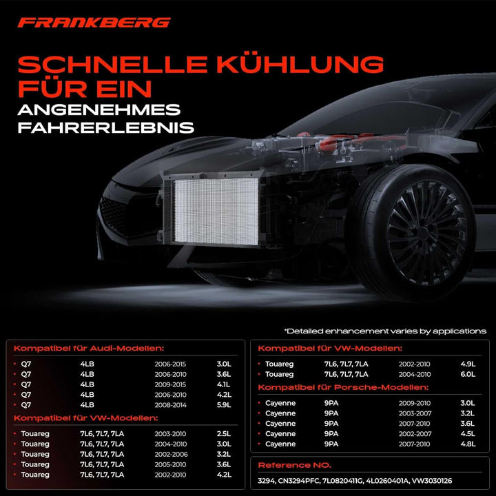 Frankberg Kondensator Klimaanlage mit Halter & Trockner Kompatibel mit Q7 4LB 2006-2015 C.a.y.e.n.n.