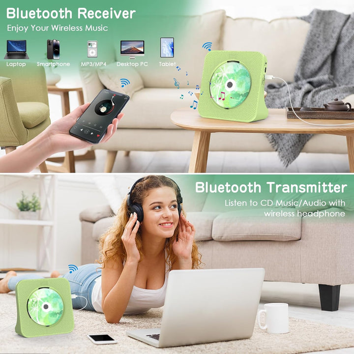CD Player mit Lautsprecher CD-Player Bluetooth 5.0 mit Fernbedienung Staubschutzhülle Bildschirm FM-