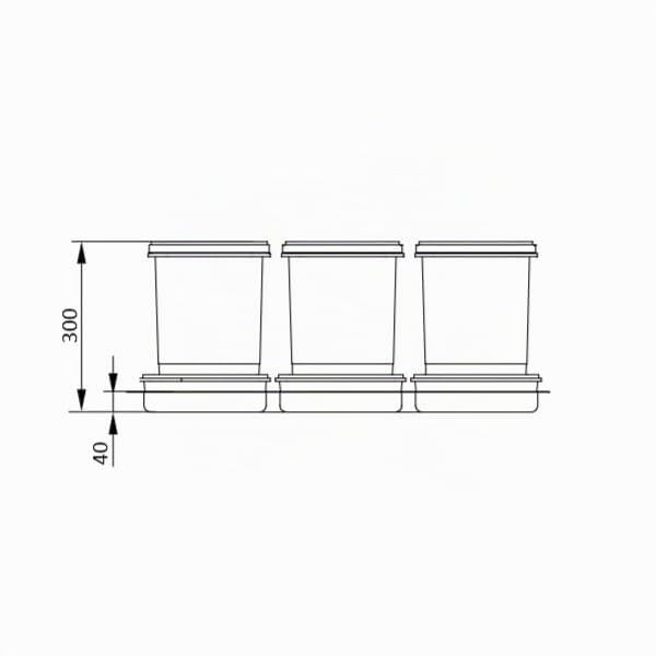 REJS Mülltrennsystem Küche für 80 cm Schrank 3-fach 72,5x49x30 cm (3x 15L) mit Deckel Einbau Abfalls