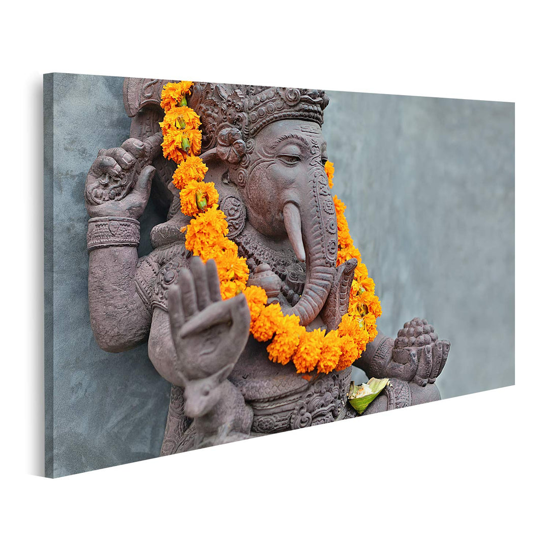 islandburner Bild auf Leinwand Ganesha Mit Balinesischen Barong Masken Auf Der Vorderseite Eines Tem