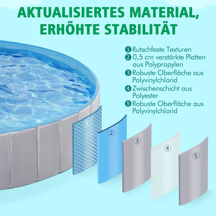 Yaheetech Hundepool für Hunde, Swimmingpool 100/120/140/160 x 30 cm, Hund Planschbecken Schwimmbecke