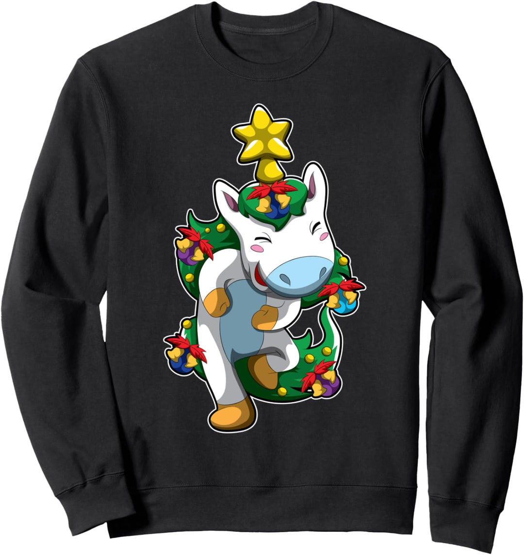 Weihnachten Einhorn - Geschmücktes Fabelwesen Sweatshirt