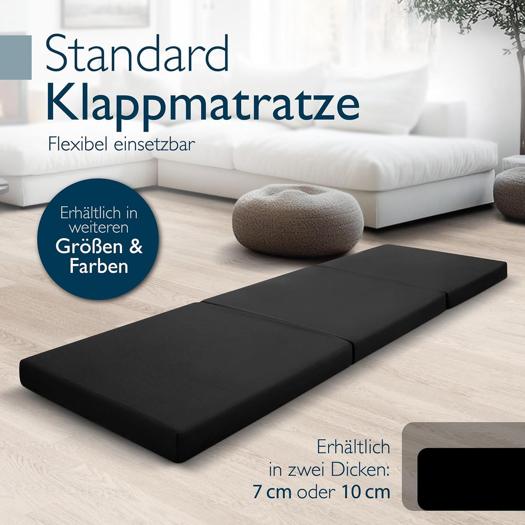 Beautissu Klappmatratze Gästebett klappbar Faltmatratze mit Tragegriff | 80x195cm Schwarz faltbare G