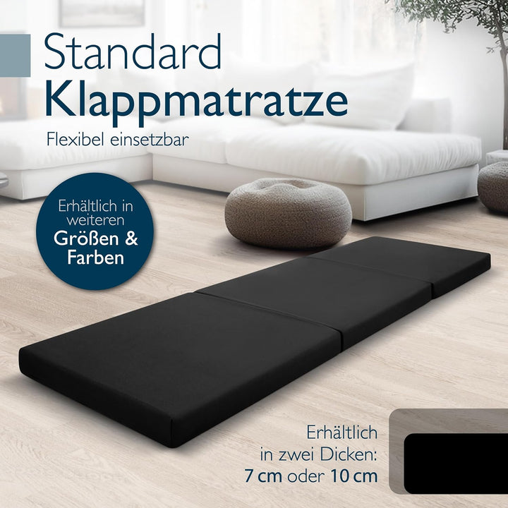 Beautissu Klappmatratze Gästebett klappbar Faltmatratze mit Tragegriff | 80x195cm Schwarz faltbare G