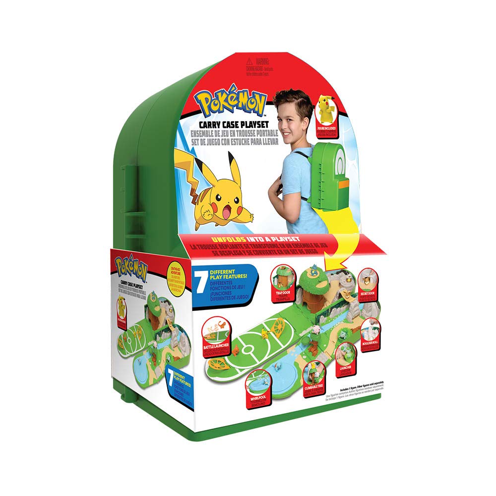 Pokémon PKW0029 - Tragbares Spielset - Rucksack, offizielle zusammenklappbare Spielwelt mit Pikachu