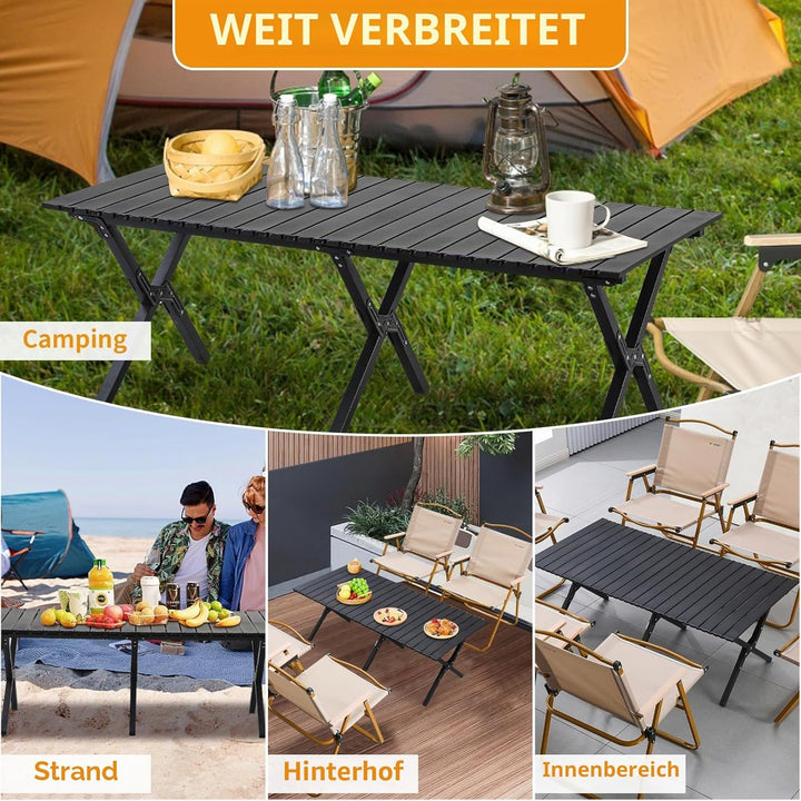BOOSDEN Klappbarer Campingtisch, 120x80cm, mit Tragetasche für Outdoor, Strand, Grillen & Picknick S