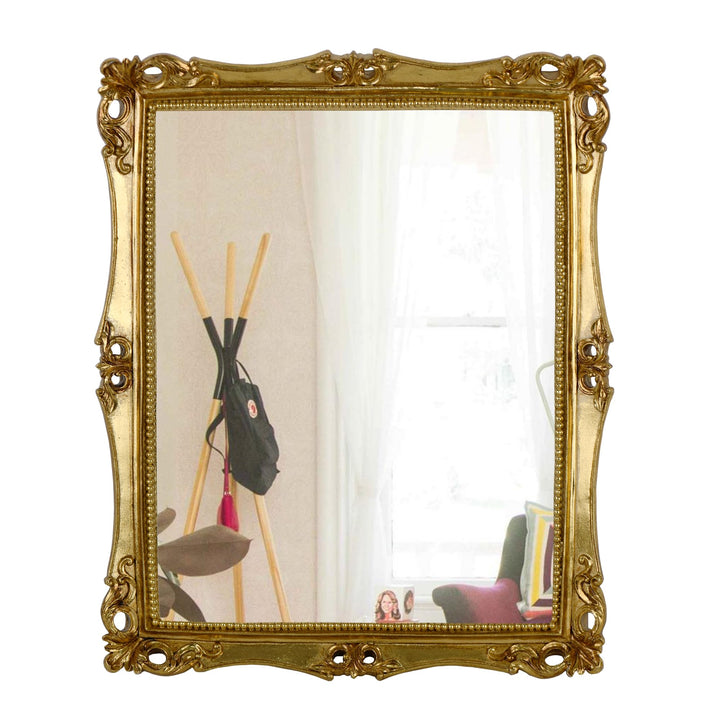 Funerom Dekorativer Vintage-Spiegel, Wandmontage, Tisch-Make-up-Spiegel, quadratisch, Antik-Gold, 41