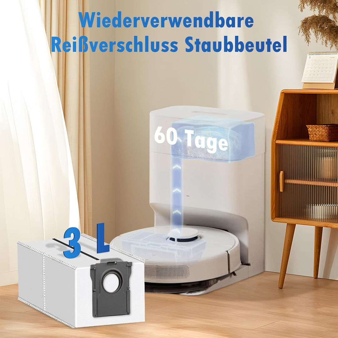 4 Stück Wiederverwendbar Staubbeutel Zubehör für Dreame X50 Ultra Complete / X40 Ultra Complete / L1