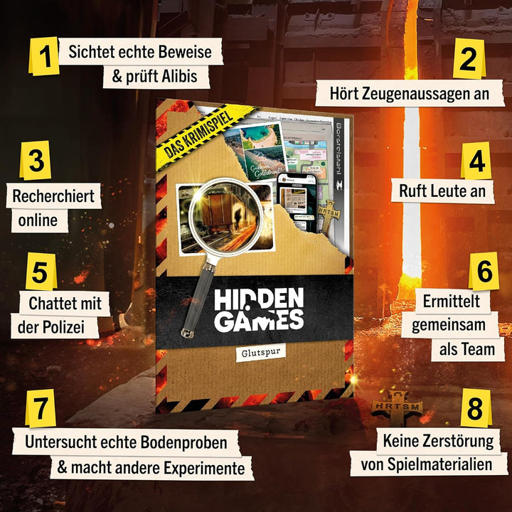 Hidden Games - Glutspur - Deutsch - Realistisches Krimispiel, spannendes Detektivspiel, Escape Room