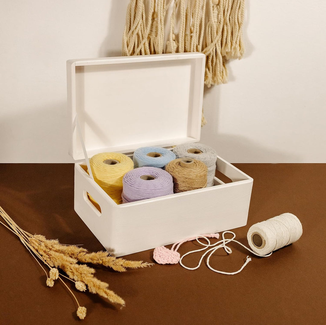 Creative Deco Weisse Holzkiste mit Deckel | 30 x 20 x 14 cm (+/- 1 cm) | Erinnerungsbox Baby Gross K