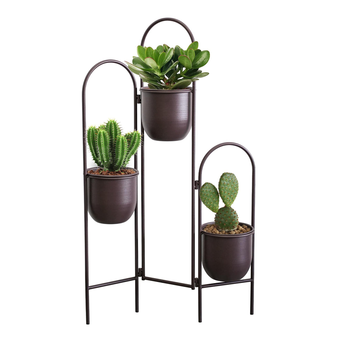 TRIROCKS Metall-Pflanzenständer für den Innenbereich, 88 cm hoher Pflanzkübelständer, 3-stufiger Eck