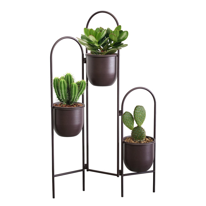 TRIROCKS Metall-Pflanzenständer für den Innenbereich, 88 cm hoher Pflanzkübelständer, 3-stufiger Eck