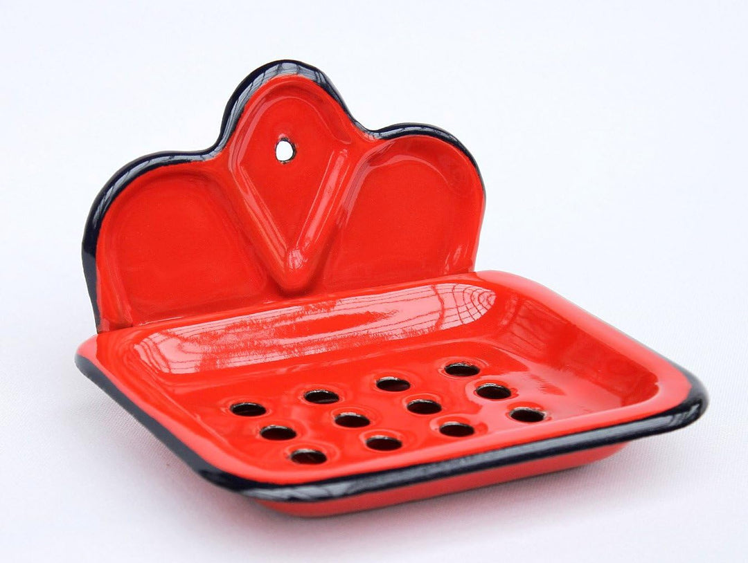 DanDiBo Seifenhalter 618 Rot Seifenschale 13 cm emailliert Landhaus Emaille Seifenspender, Rot