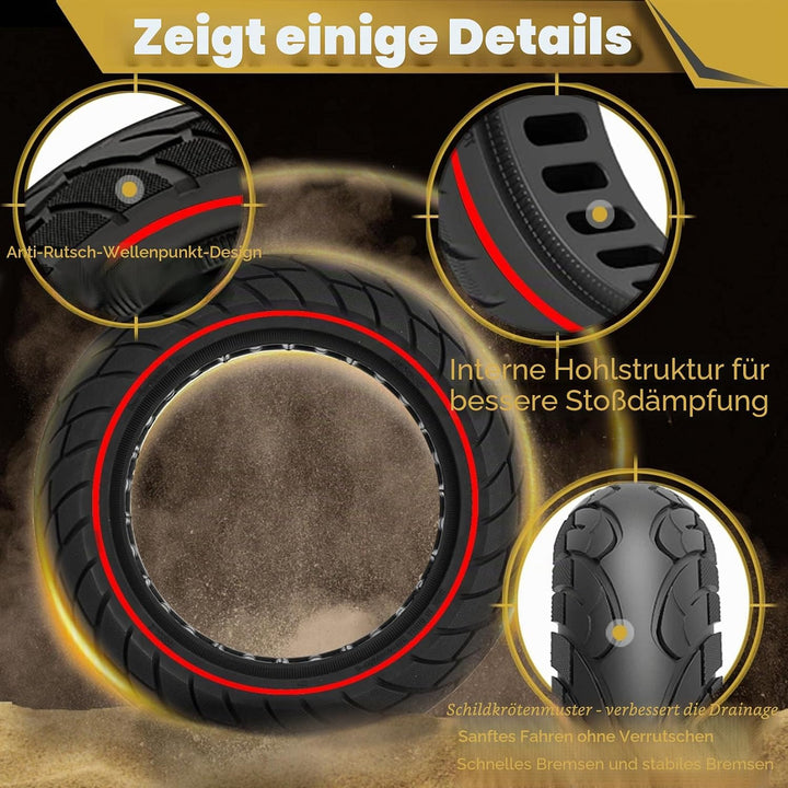 2 Stk. Vollgummireifen 10x2,125 für Xiaomi M365/Pro/Pro 2 Gotrax GXL/XR Elektroroller, rutschfest, p