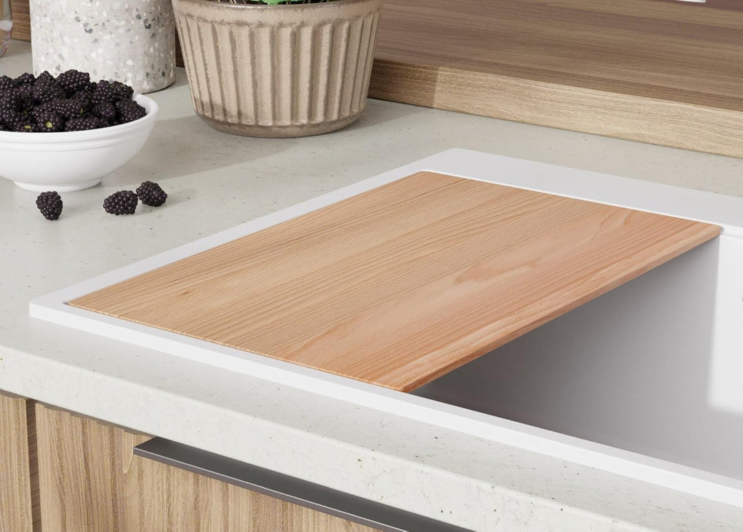 Granitspüle Weiss 90x50 cm, Spülbecken + Ablauf-Set + Küchenarmatur 9000, Küchenspüle für 90er Unter