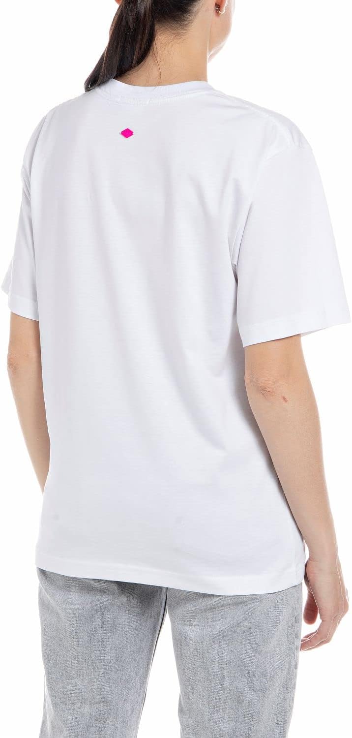 Replay Damen T-Shirt Kurzarm Human S Optical White 001, S Optical White 001