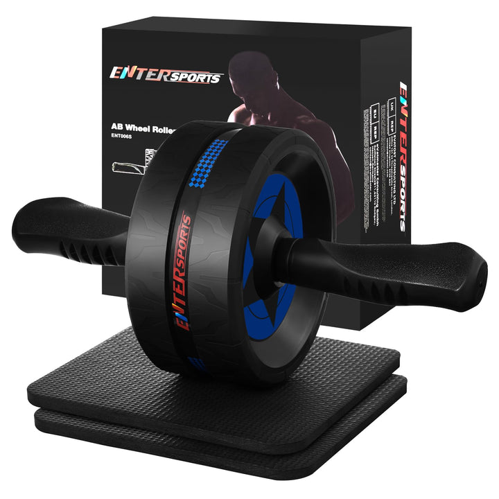 EnterSports Bauchroller, Bauchmuskeltrainer, Bauchmuskelroller mit Zwei Kniematte, Bauchrad Für Bauc