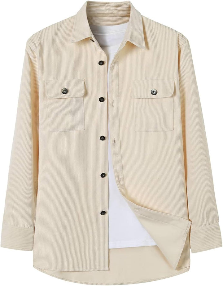 Elegancity Herren Hemd Cord Langarm Freizeithemd Männer Jacke Regular Fit Button Up Hemdjacke Mit Kl
