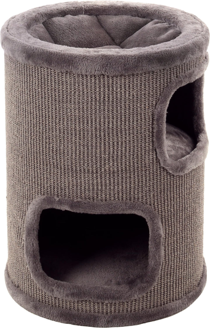 kratztonne für Katzen – Flamingo Enes S – 56 cm – Ø 42 cm – Sisal & Plüsch – kompakt Grau 56 cm – Ø