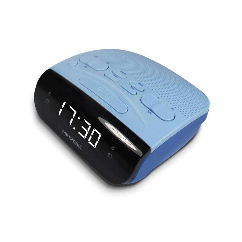 Metronic 477033 Uhrenradio - Radiowecker FM Radio Duo Colors LED Anzeige Blau/Schwarz, Blau