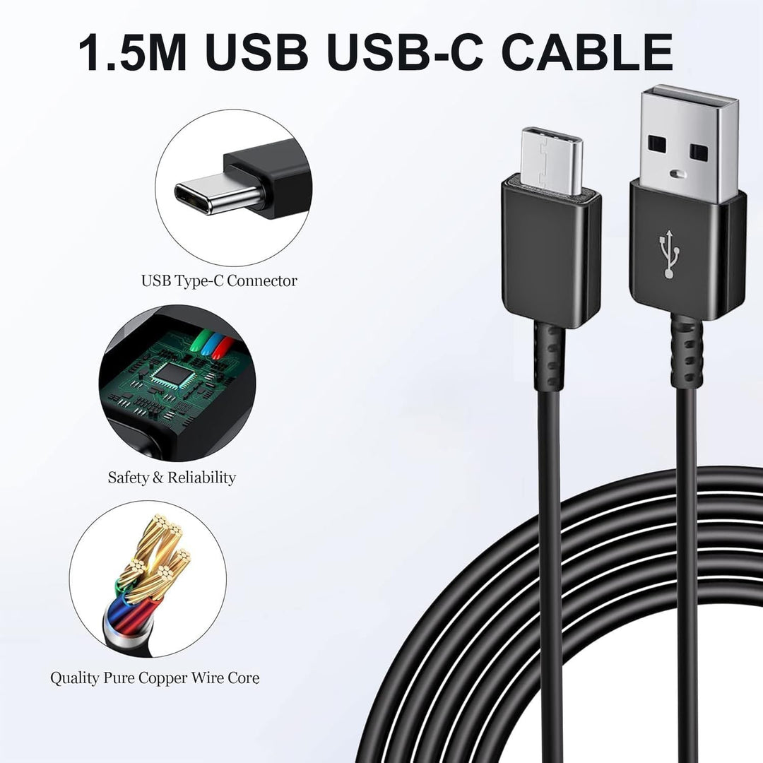 2er Pack USB C Ladegerät mit Ladekabel 1,5m für Samsung Galaxy S22 S21 S20 S8+ S9+ S10+ S10e S9 S8 A