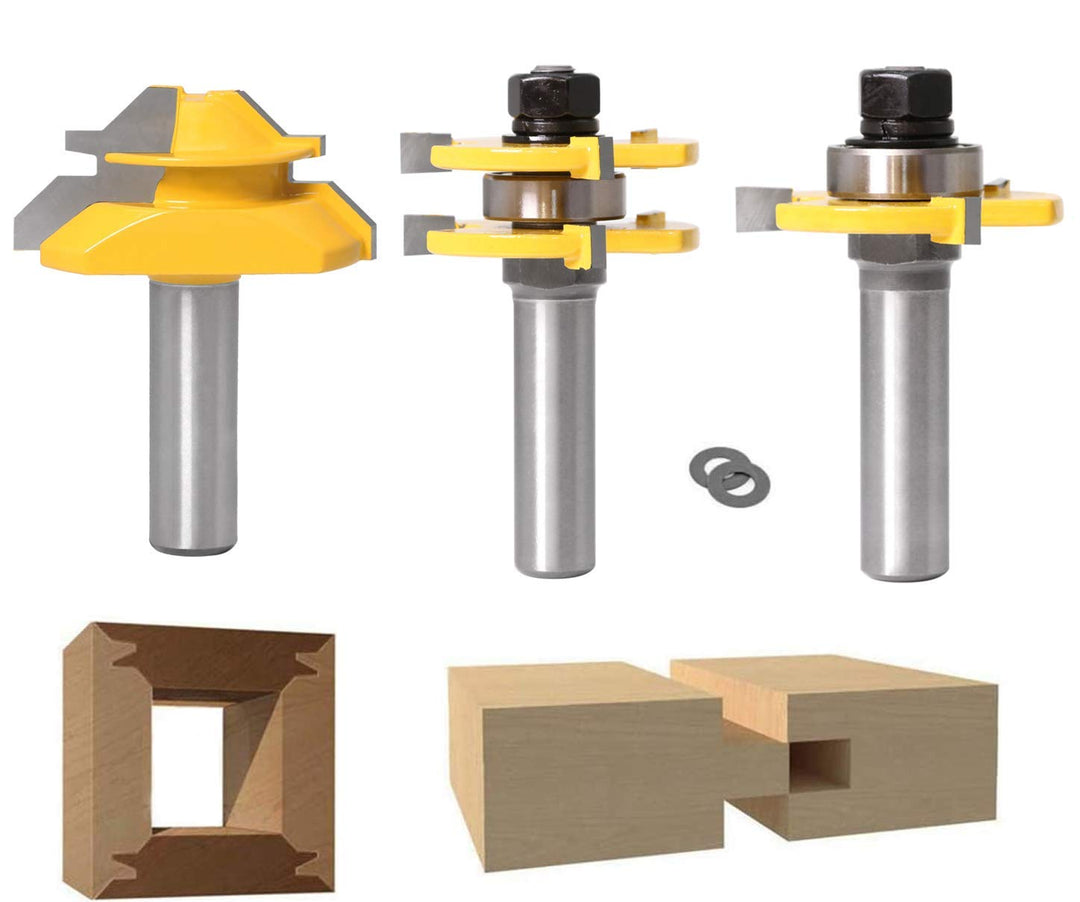 45 Grad Lock Mitre Router Bit, APLUS Holzfräser, Nutfräser + 1/2 12,7 mm Schaft Zungenschaft und Nut